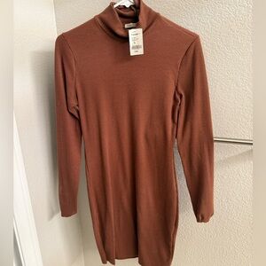 Ribbed Turtleneck Mini Dress - Size L (NWT)